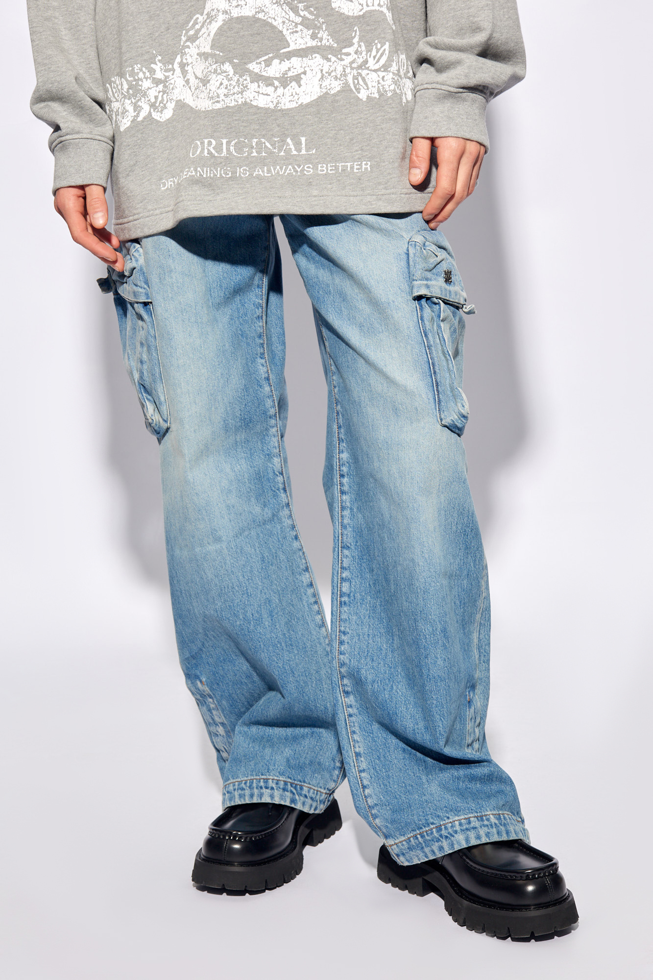 【関税&送料込】Amiri Jeans Baggy Cargo In Denim Blue AMIRI | Cargo Pocket Wide Leg Jeans | Women | Lane Crawford